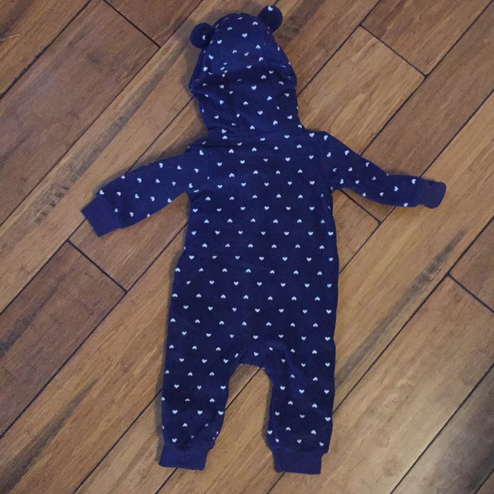 Carters Baby Girl Hooded Fleece Jumpsuit NWT - Picture 2 of 2